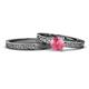 1 - Cael 0.87 ct Classic Pink Tourmaline Solitaire Bridal Set Ring 