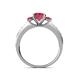 4 - Dzeni Rhodolite Garnet Three Stone with Side Diamond Ring 