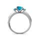 4 - Dzeni London Blue Topaz Three Stone with Side Diamond Ring 