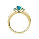 4 - Dzeni London Blue Topaz Three Stone with Side Diamond Ring 