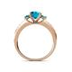 4 - Dzeni London Blue Topaz Three Stone with Side Diamond Ring 