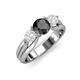 3 - Alyssa Black Diamond and White Sapphire Three Stone Engagement Ring 