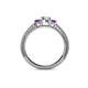 4 - Reveka Diamond and Amethyst Three Stone Engagement Ring 