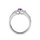 5 - Jamille Amethyst and Diamond Three Stone with Side Amethyst Ring 