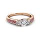 2 - Valene Diamond Three Stone with Side Pink Sapphire Ring 