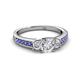 2 - Valene Diamond Three Stone with Side Tanzanite Ring 