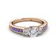 2 - Valene Diamond Three Stone with Side Tanzanite Ring 