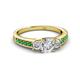 2 - Valene Diamond Three Stone with Side Emerald Ring 