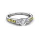 2 - Valene Diamond Three Stone with Side Yellow Sapphire Ring 