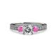 3 - Dzeni Diamond and Pink Sapphire Three Stone Engagement Ring 