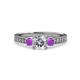 3 - Dzeni Diamond and Amethyst Three Stone Engagement Ring 