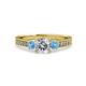 3 - Dzeni Diamond and Blue Topaz Three Stone Engagement Ring 
