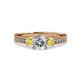 3 - Dzeni Diamond and Yellow Sapphire Three Stone Engagement Ring 
