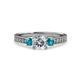 3 - Dzeni Diamond and London Blue Topaz Three Stone Engagement Ring 