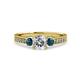 3 - Dzeni Blue and White Diamond Three Stone with Side Diamond Ring 