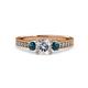 3 - Dzeni Blue and White Diamond Three Stone with Side Diamond Ring 