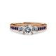 3 - Dzeni Diamond Three Stone with Side Blue Sapphire Ring 