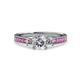 3 - Dzeni Diamond Three Stone with Side Pink Sapphire Ring 