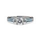 3 - Dzeni Diamond Three Stone with Side Blue Topaz Ring 