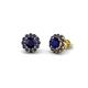 1 - Bernice 0.96 ctw Round Blue Sapphire Halo Stud Earrings 