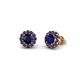 1 - Bernice 0.96 ctw Round Blue Sapphire Halo Stud Earrings 