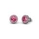 1 - Bernice 0.71 ctw Round Pink Tourmaline Halo Stud Earrings 
