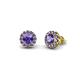 1 - Bernice 0.71 ctw Round Iolite Halo Stud Earrings 