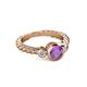 2 - Azalea Amethyst and Diamond Three Stone Engagement Ring 