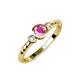 3 - Azalea Pink Sapphire and Diamond Three Stone Engagement Ring 