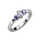 3 - Caron 0.68 ctw Natural GIA Certified Diamond Oval Shape (6x4 mm) and Side Iolite Three Stone Ring  