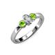 3 - Caron 0.74 ctw Natural GIA Certified Diamond Oval Shape (6x4 mm) and Side Peridot Three Stone Ring  