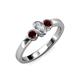 3 - Caron 0.74 ctw Natural GIA Certified Diamond Oval Shape (6x4 mm) and Side Red Garnet Three Stone Ring  
