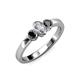 3 - Caron 0.72 ctw Natural GIA Certified Diamond Oval Shape (6x4 mm) and Side Black Diamond Three Stone Ring  
