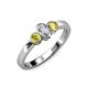 3 - Caron 0.70 ctw Natural GIA Certified Diamond Oval Shape (6x4 mm) and Side Yellow Diamond Three Stone Ring  