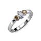 3 - Caron 0.70 ctw Natural GIA Certified Diamond Oval Shape (6x4 mm) and Side Smoky Quartz Three Stone Ring  
