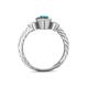 4 - Carolyn Oval Cut London Blue Topaz and Diamond Three Stone Engagement Ring 