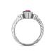 4 - Carolyn Oval Cut Pink Sapphire and Diamond Three Stone Engagement Ring 