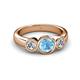 3 - Naava Blue Topaz and Diamond Three Stone Engagement Ring 