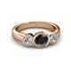 3 - Naava Black and White Diamond Three Stone Engagement Ring 