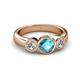 3 - Naava London Blue Topaz and Diamond Three Stone Engagement Ring 
