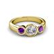 3 - Naava Diamond and Amethyst Three Stone Engagement Ring 