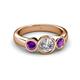 3 - Naava Diamond and Amethyst Three Stone Engagement Ring 