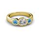3 - Naava Diamond and Blue Topaz Three Stone Engagement Ring 