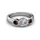 3 - Naava Diamond and Red Garnet Three Stone Engagement Ring 