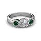 3 - Naava Diamond and Emerald Three Stone Engagement Ring 