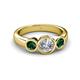 3 - Naava Diamond and Emerald Three Stone Engagement Ring 