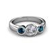 3 - Naava Blue and White Diamond Three Stone Engagement Ring 