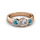 3 - Naava Diamond and London Blue Topaz Three Stone Engagement Ring 