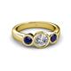 3 - Naava Diamond and Blue Sapphire Three Stone Engagement Ring 