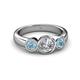 3 - Naava Diamond and Aquamarine Three Stone Engagement Ring 